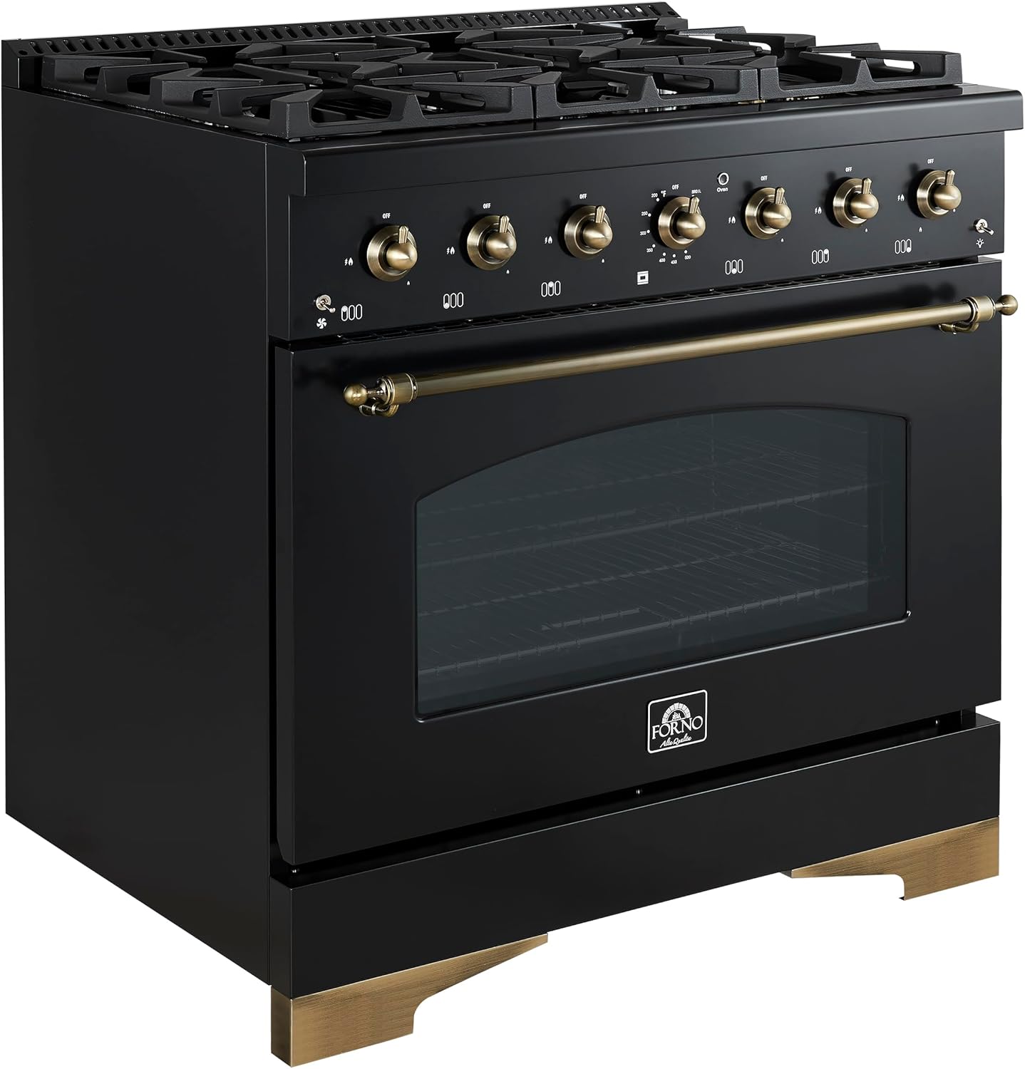 FORNO 36" Duel Fuel Range 6 burners in Black color