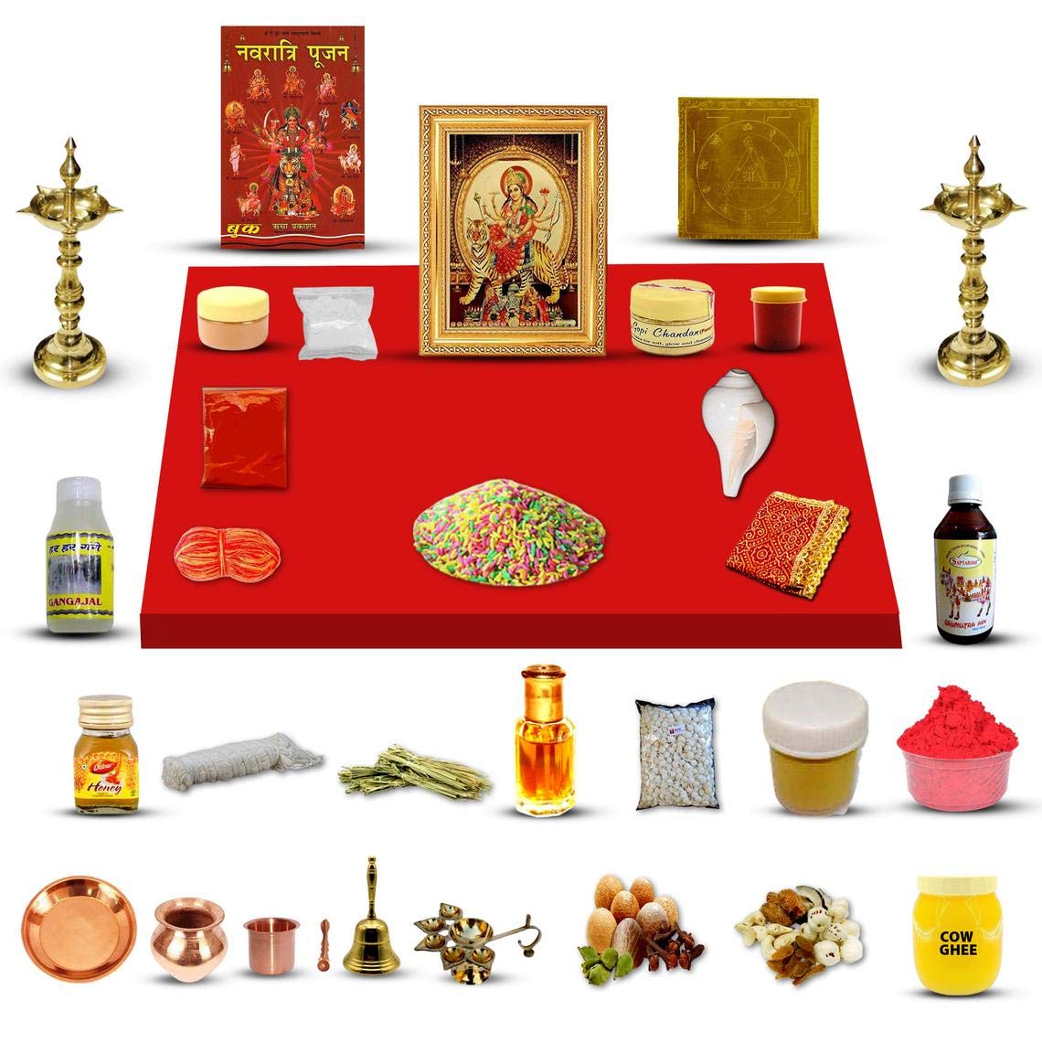 Kit Puja Sampoorna authentique avec assortiment premium de Poojan Samagri