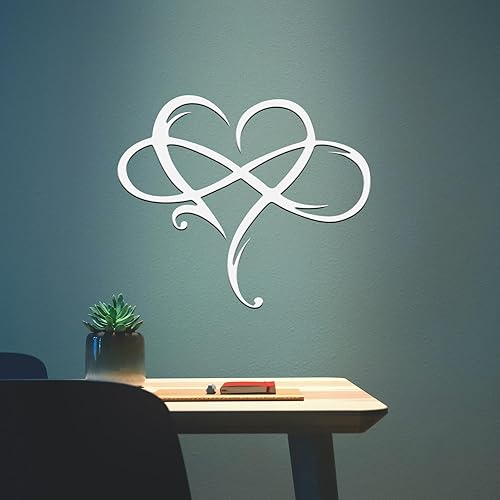 Miniatura 1 de Decoración de pared de metal con corazón infinito, decoración única de pared de corazón infinito, placa de amor, arte geométrico de acero, adornos