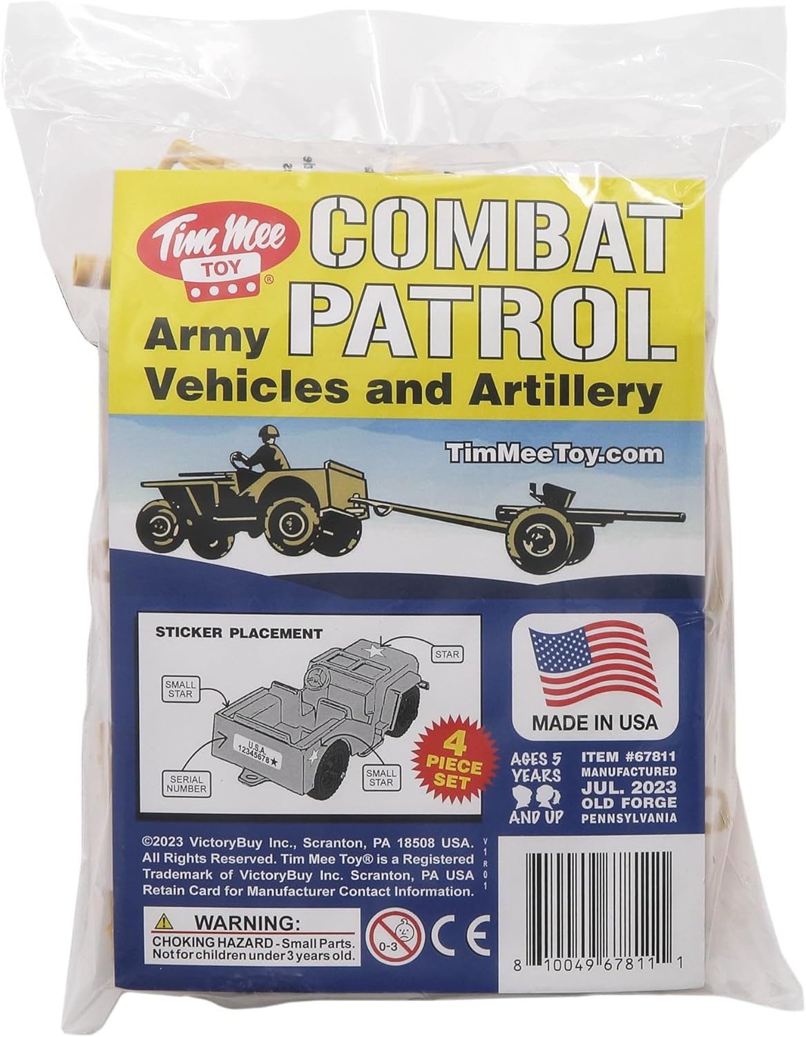 TimMee Combat Patrol Willys & Artillery - Tan 4pc Playset USA Made