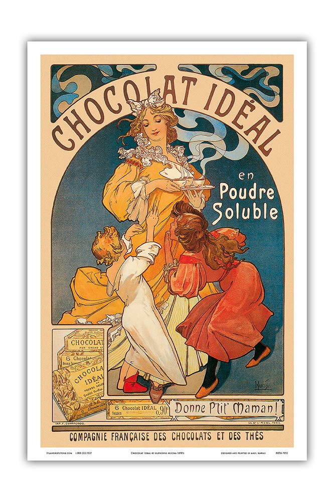 Amazon.co.jp: Chocolat Ideal Cocoa Cacao - ビンテージ広告ポスター