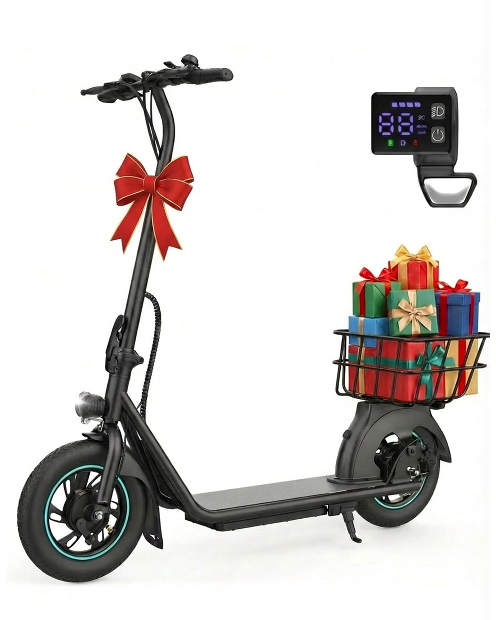 URBANMAX X2 Adult Electric Scooter Foldable with Rear Basket 12 Tires 550W Motor 18 6 MPH 20-Mile Range