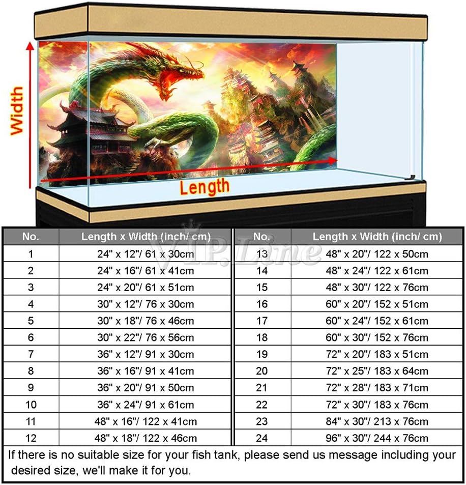 Huge Gragon Aquarium Background Poster PVC Fish Tank Decorations Landscape (84" x 30"/ 213 x 76cm)