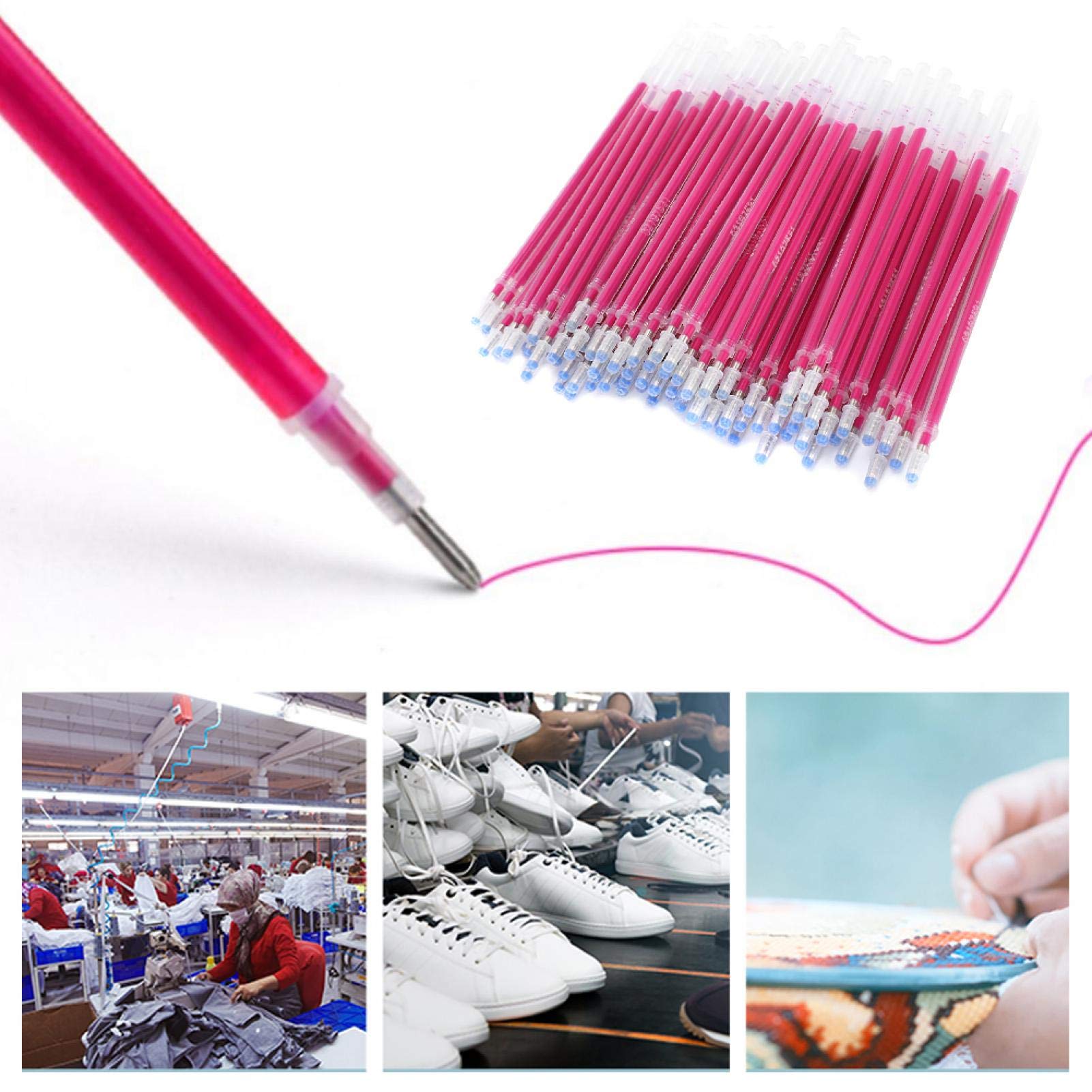 Pssopp 100Pcs Penne Cancellabili a Caldo Rosso Ricarica Tessuto Penne a Scomparsa Ad Alta Temperatura Ricarica Pennarello Per Stoffa Set Per Tessuto Quilting Cucito Sartoria