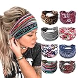 Bohend Wide Boho Headbands Women 8 PCS Stretchy Cotton Hairbands No Slip Bandeau Head Wrap (Boho, Uniform size)