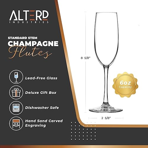 Miniatura 6 de Alterd Industries Personalized Wedding Toasting Glasses - gifts for the bride and groom, Bride and Groom Set, Mr and Mrs Engraved Champagne Toast
