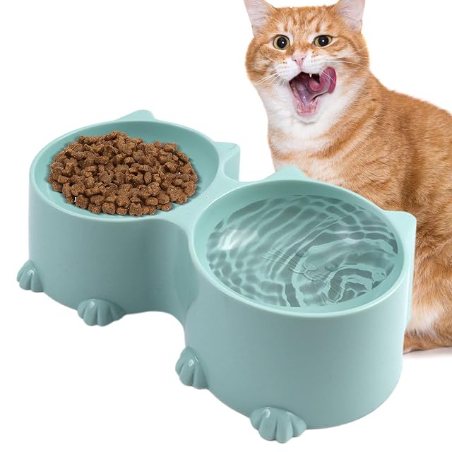 Foto 8 de 8 de Kasmole Cuenco Elevado Inclinado - Cat Design Comederos Dobles para Gatos