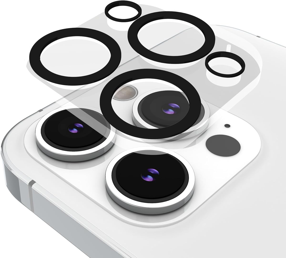 Protector de lente de cámara para iPhone 14 Pro Max/iPhone 14 Pro - Transparente | Película de vidrio templado 9H - Materiales duraderos antirrayas y antiroturas - Vista Ultra HD con disparo nocturno y compatible con estuches