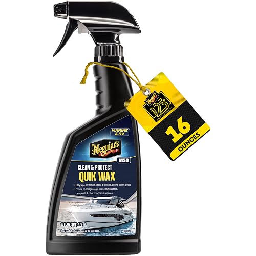 Meguiar's M59 Marine/RV Quik Boat Spray Wax, 16oz | Removes Water Spots and Light Contaminants, Provides a Brilliant Gloss and Carnauba Wax Protection
