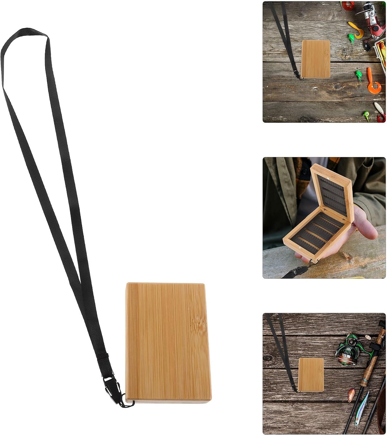 Small Fishing Lure Box Lightweight Wooden Fish Organizer Compact Tackle Storage Case for Freshwater and Saltwater Anglers