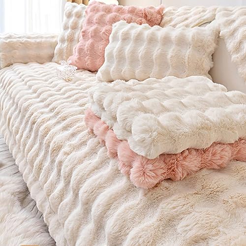 Miniatura 4 de Funda gruesa de felpa para sofá, funda de sofá de piel sintética lanuda súper suave y antideslizante, fundas de cojín esponjosas para sofá,