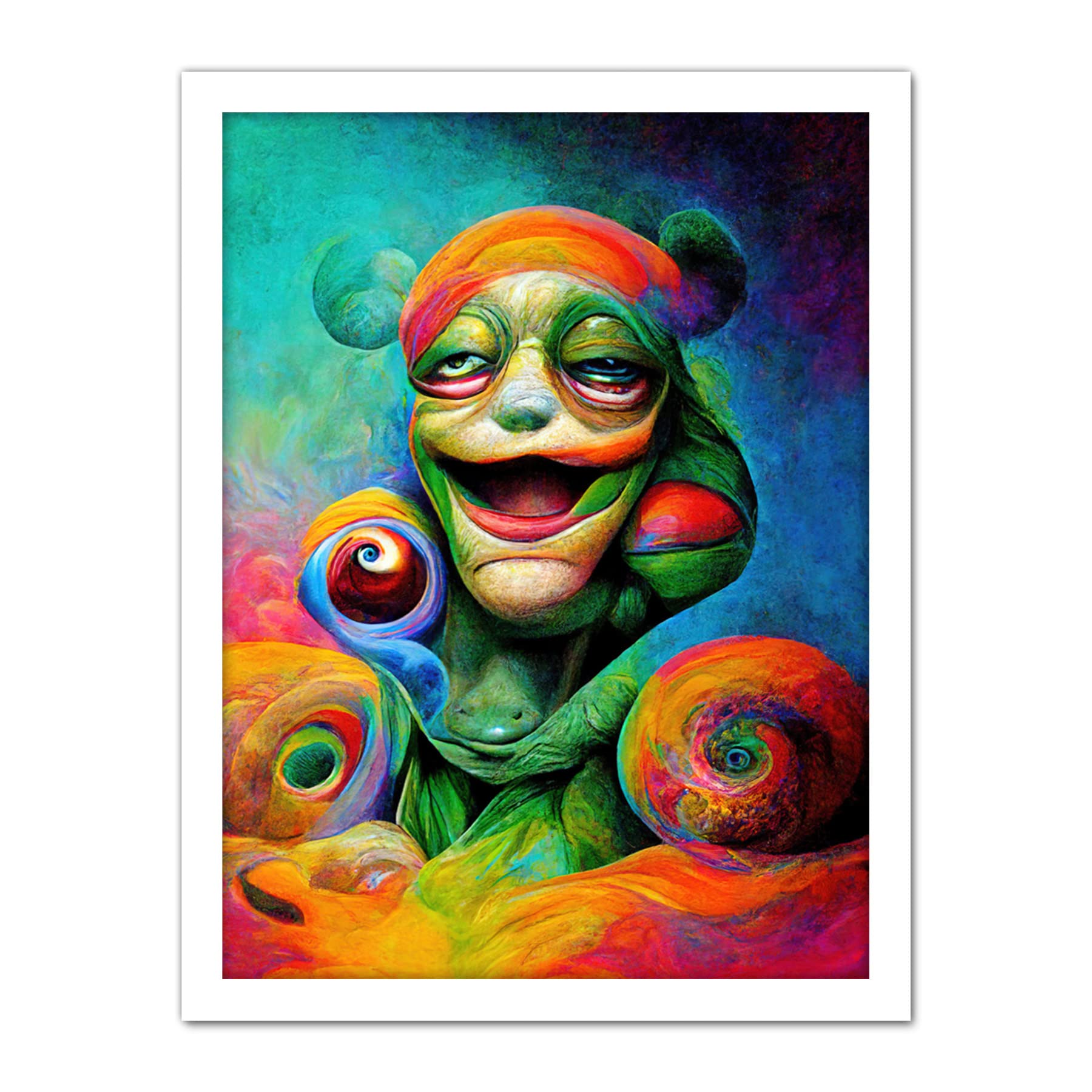 Doppelganger33 LTD Psychedelic Stoned Clown Trippy Colourful Artwork Framed Wall Art Print 18X24 Inch