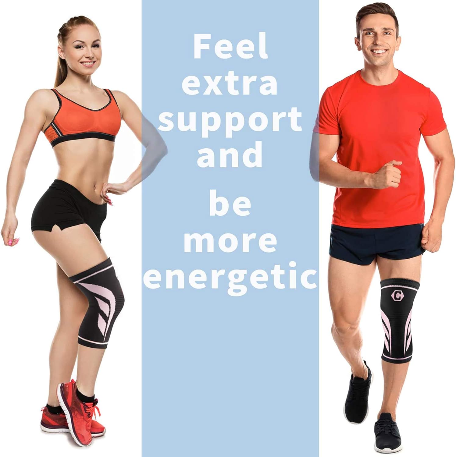 CAMBIVO 2 Pack Knee Compression Sleeve, Knee Brace for Women and Men, Knee Support for Running, Workout, Hiking, Sports: Sports & Outdoors