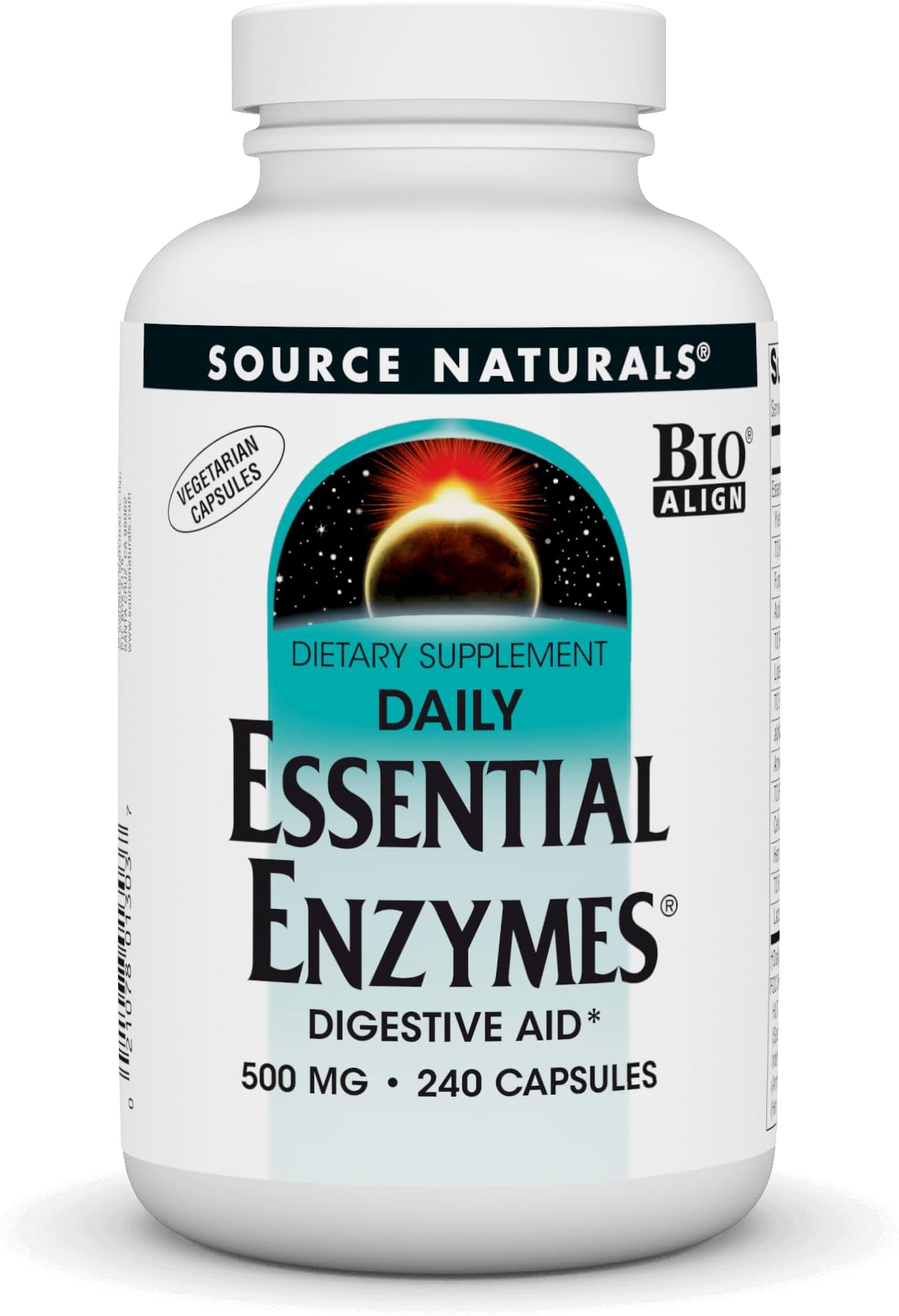 Essential Enzymes in Vegetarian Capsules, Digestive Aid* 500 Mg - 240 Capsules
