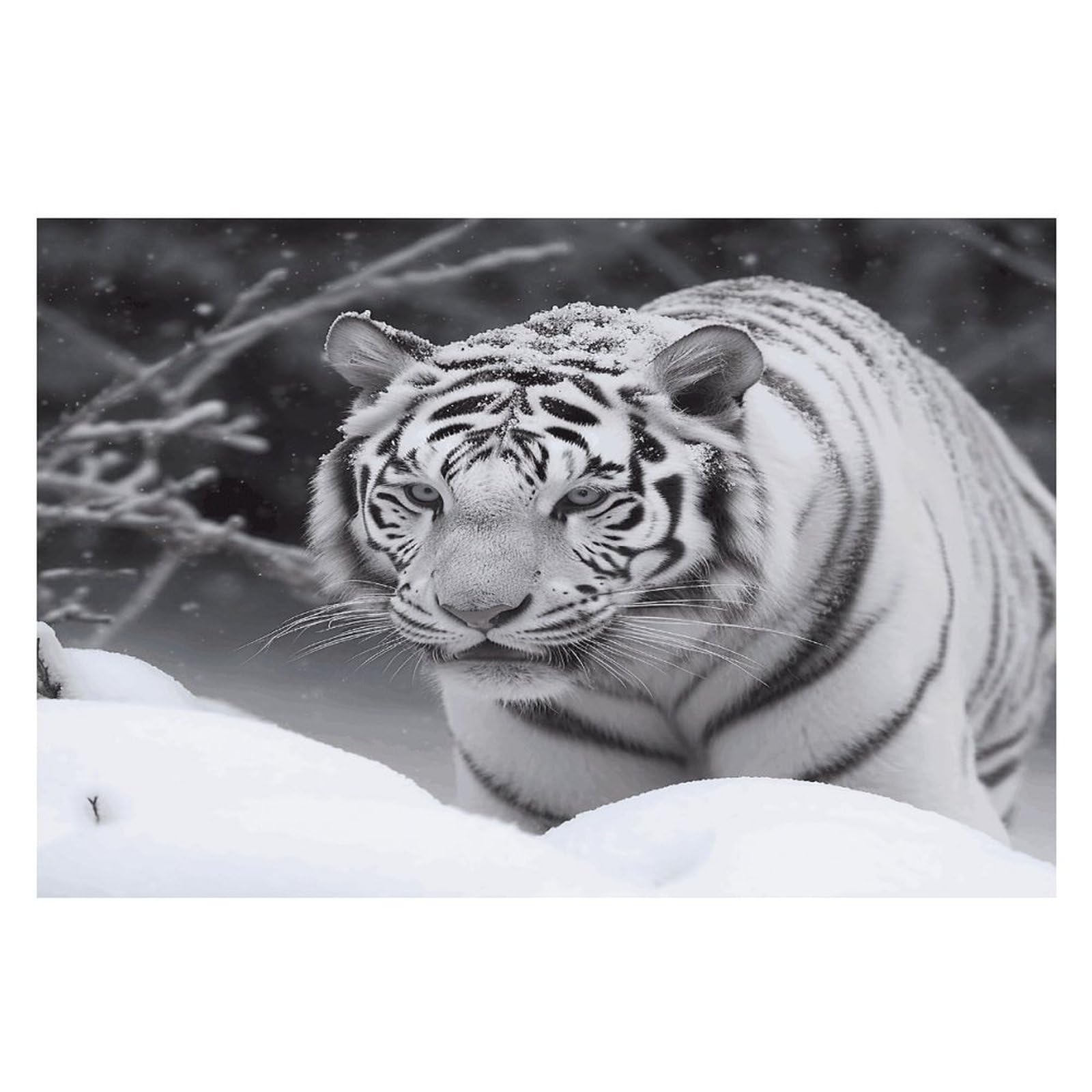 White Tiger in The Snow Placemats Wipeable Heat Resistant Table Mats Washable Flax Place Mats Elegant Cloth Non-Slip Placemat for Kitchen Dinning Party Table Decor 12 * 18 in