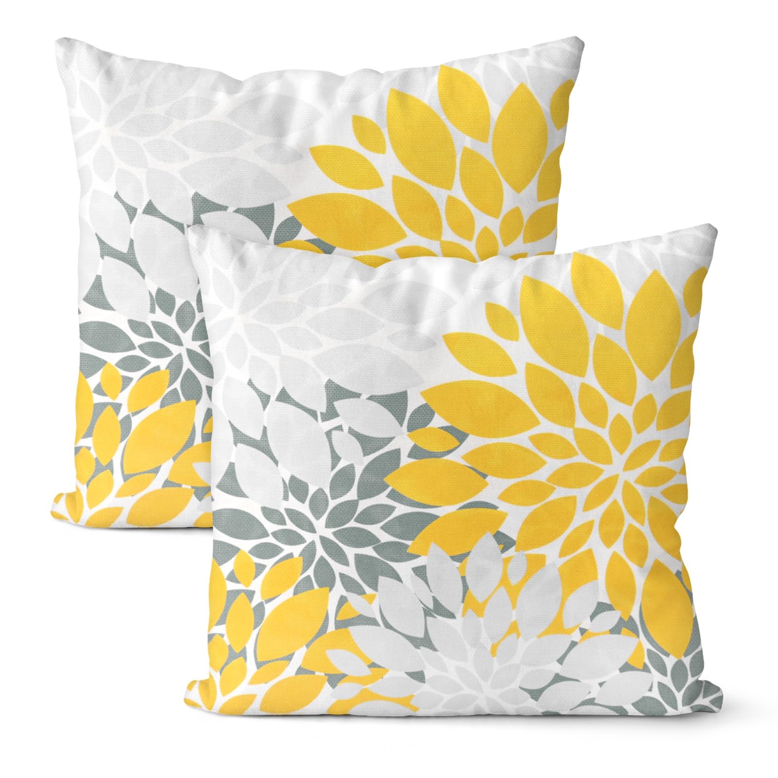 M METERXITY 2-Pack Pillow Cover 17x17 Linen, Yellow Gray