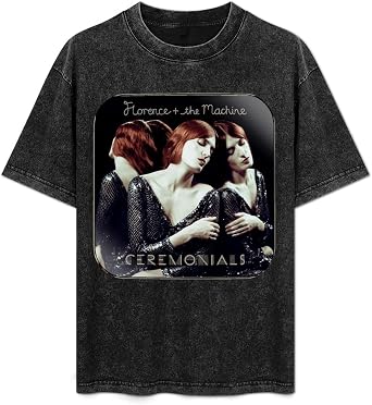 Mens Womens Florence and The Music Machine Band Oversized T Shirts Vintage Crewneck Short Sleeve Shirt for Men Women L