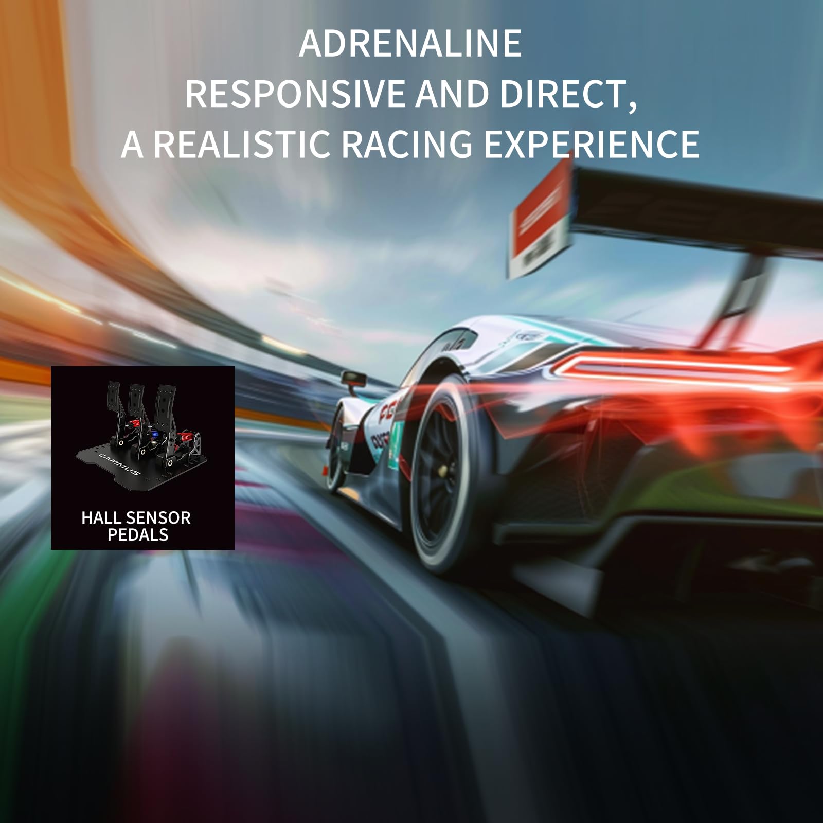 CAMMUS Pedale LC-100 con ammortizzatore e unità di carico + funzione di regolazione del carico + pedale dell'acceleratore e della frizione con sensore, esperienza di auto da corsa virtuale reale, peda