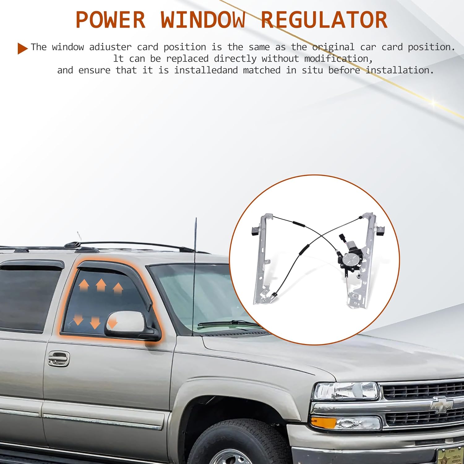 Front Right Passenger Side Power Window Regulator with Motor Assembly Compatible for 1999-2009 Cadillac Escalade/Chevy Avalanche Silverado Suburban Tahoe/GMC Sierra Yukon XL, Replace 741-645