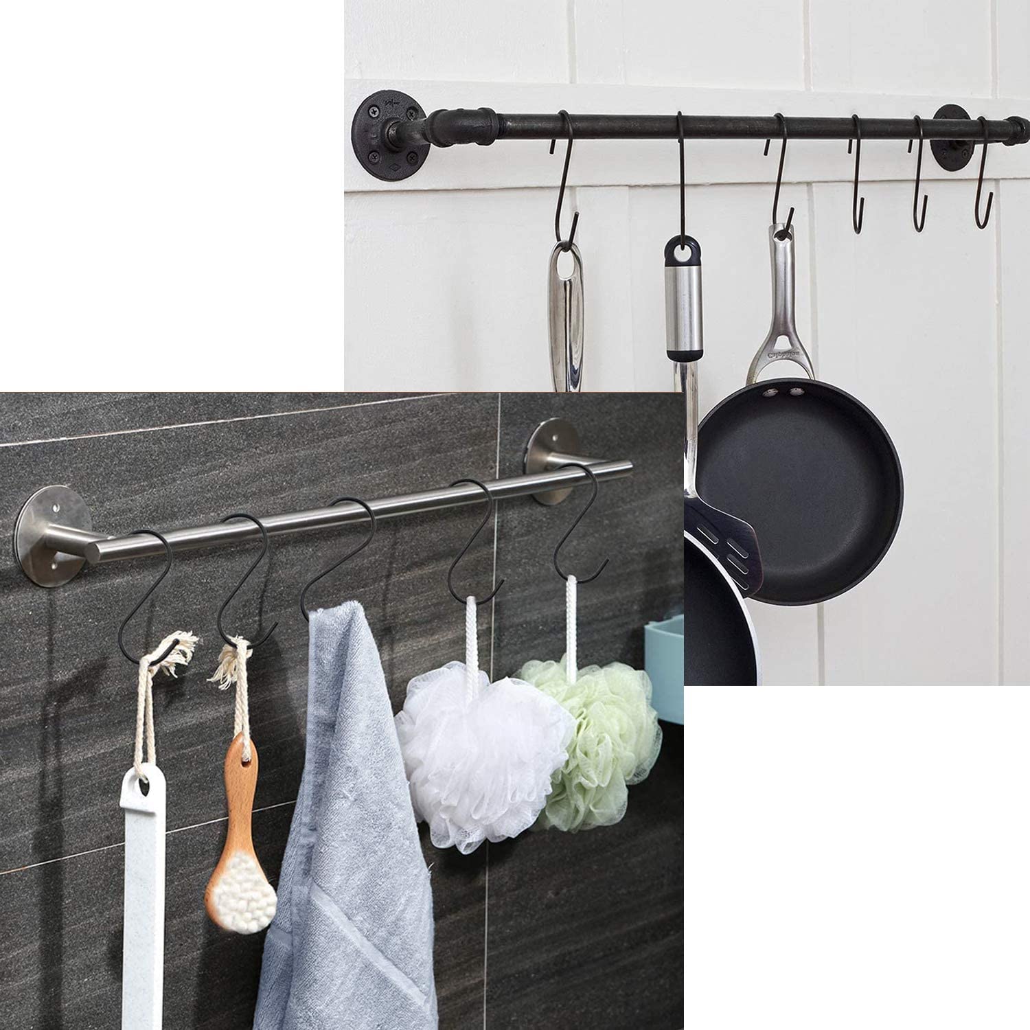 S-Shaped Stainless Steel Hooks - Heavy Duty Metal Hooks For Kitchenware Office Bathroom Cupboard Workshop Garage Household Essentials, 10-Pack