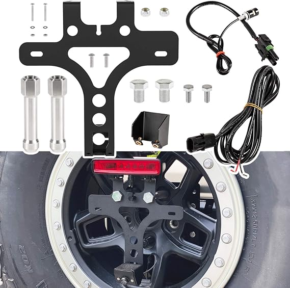 Mobile License Plate for 2018 2019 2020 2021 2022 2023 2024 Jeep Wrangler JL JLU License Plate Relocation Kit Black