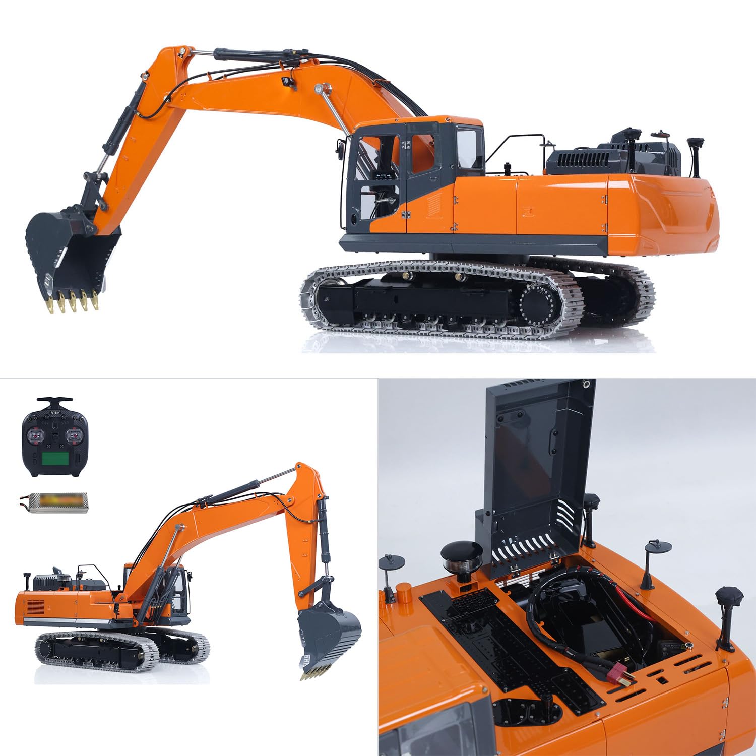 TOUCAN RC HOBBY LESU 1/14 Metal Excavadora de Control Remoto Aoue DX350LC RC Excavadora hidráulica Modelo Adulto Válvula de 3 Canales Bomba 4MPA Batería Flysky ST8 Luces
