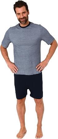 Normann Care Mens Alzheimers Clothing Nursing Jumpsuit Pajama Short Sleeve with Zipper at Back and Leg