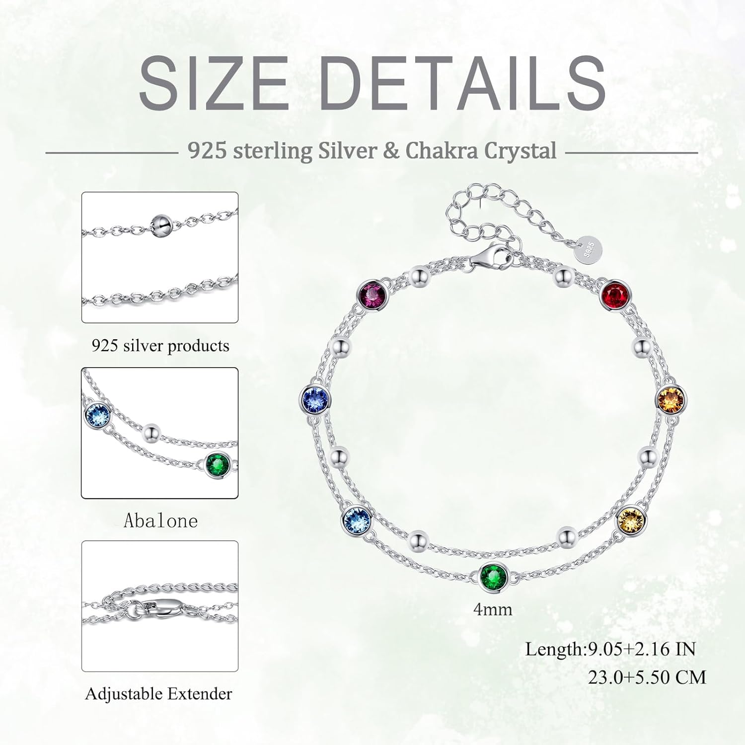 POPLYKE 925 Sterling Silver Double Layered Chain Evil Eye Daisy Sunflower Butterfly Anklets for Women Holiday Beach Crystal Ankle Bracelet Dainty Evil Eye Jewelry - Image 2