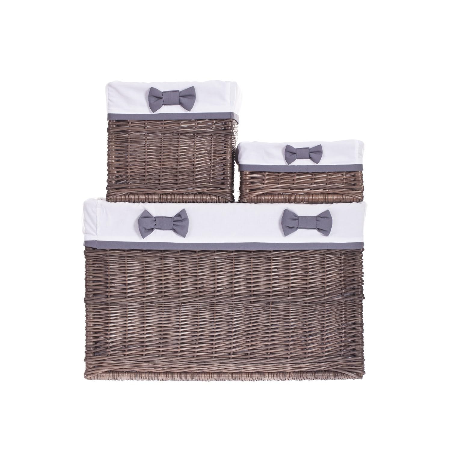Lot de 3 corbeilles en osier marron pour le rangement de la chambre d'enfant