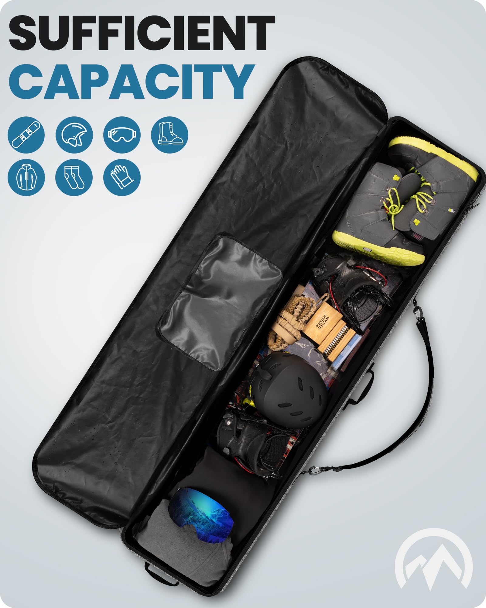 OutdoorMaster Borsa da snowboard – 900D resistente all'acqua Snowboard borsa da viaggio con tracolla, design pieghevole