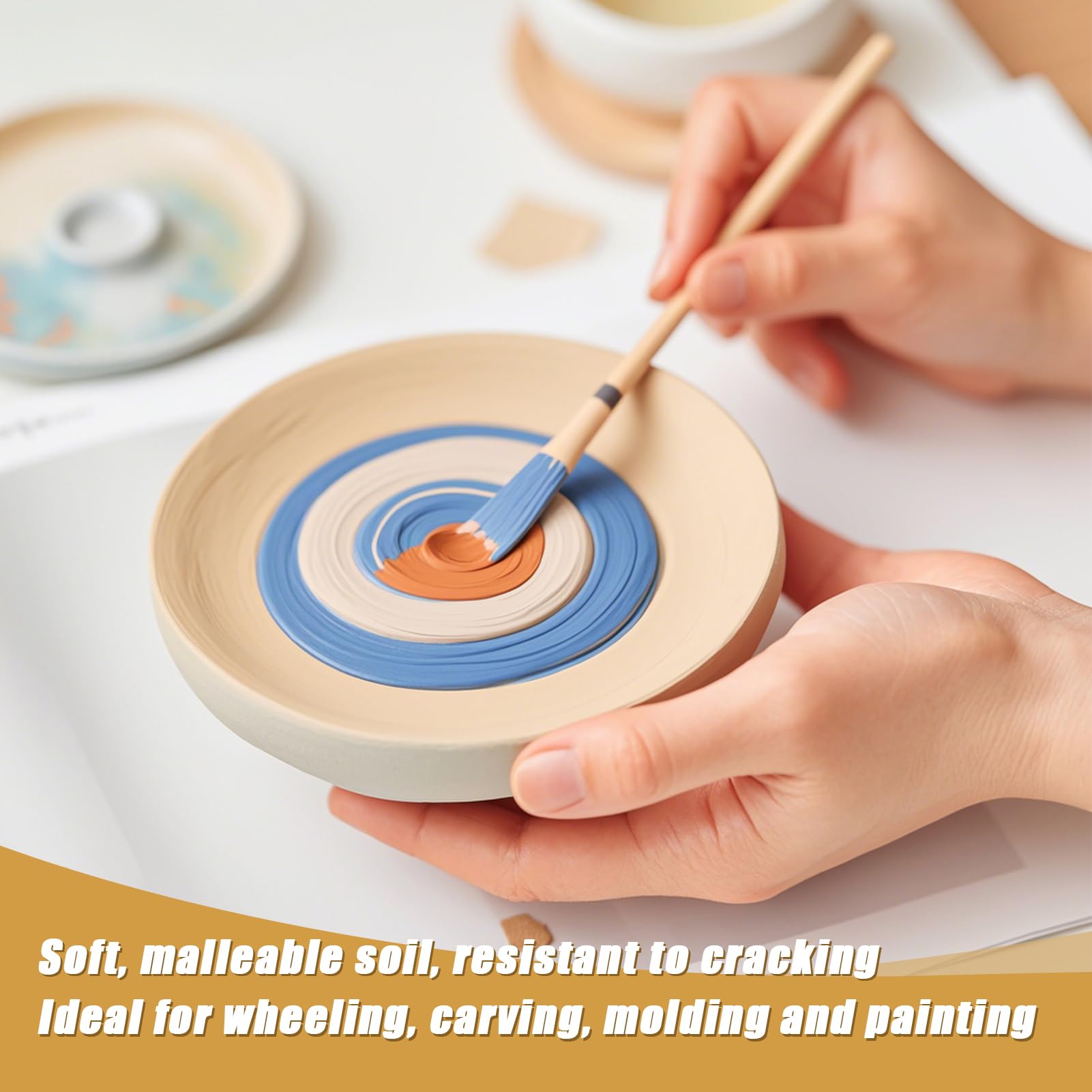 ZEHIQ Premium Air Dry Clay-2.2 lbs Natural White Pottery Clay for Wheel Throwing, Hand Building, Sculpting Molding | No Baking Required, Self-Hardening | Beginner & Professional Artist Supplies(White)