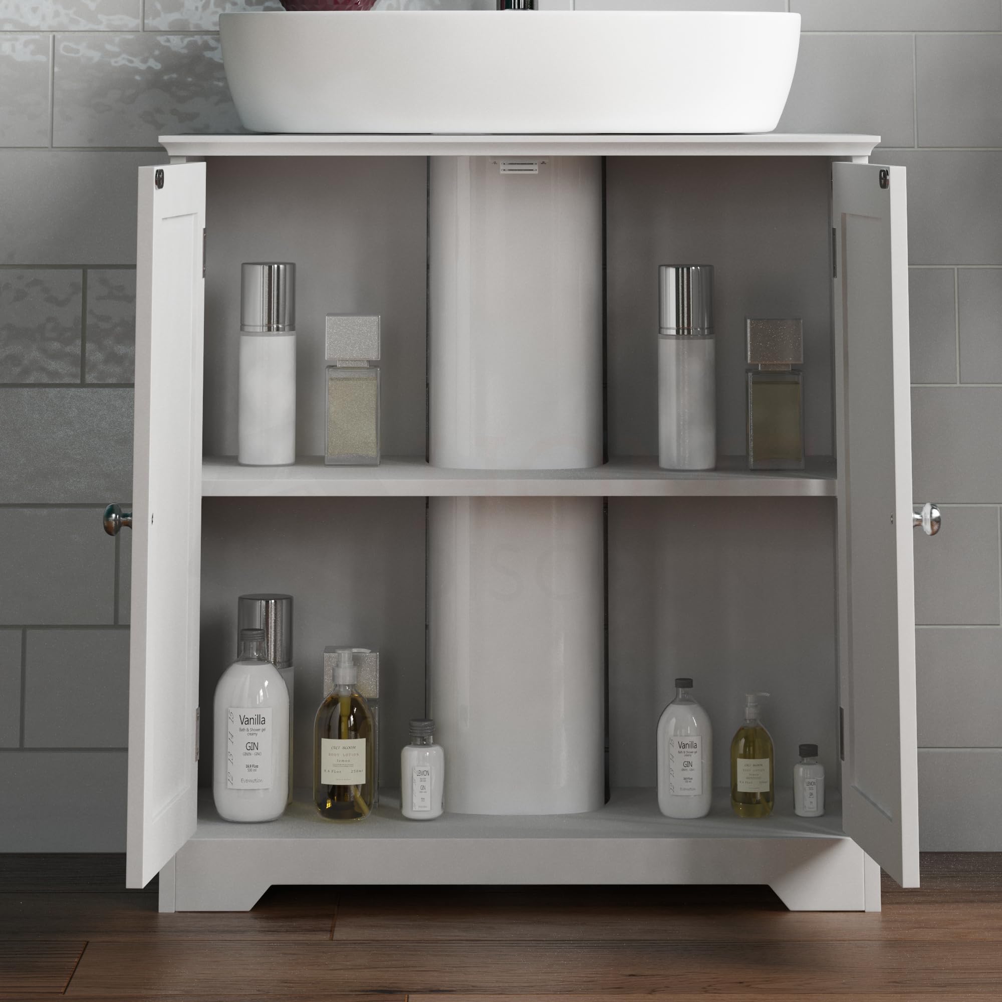 Bath Vida Priano - Mobile lavabo con 2 Ante, Bagno, 30 x 60 x 60 cm, Colore: Bianco