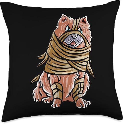 BCC Chow Chow Shirts & Asian Dog Lover Gifts Chow Happy Halloween Costume Mummie - Almohada de 18 x 18 pulgadas, multicolor