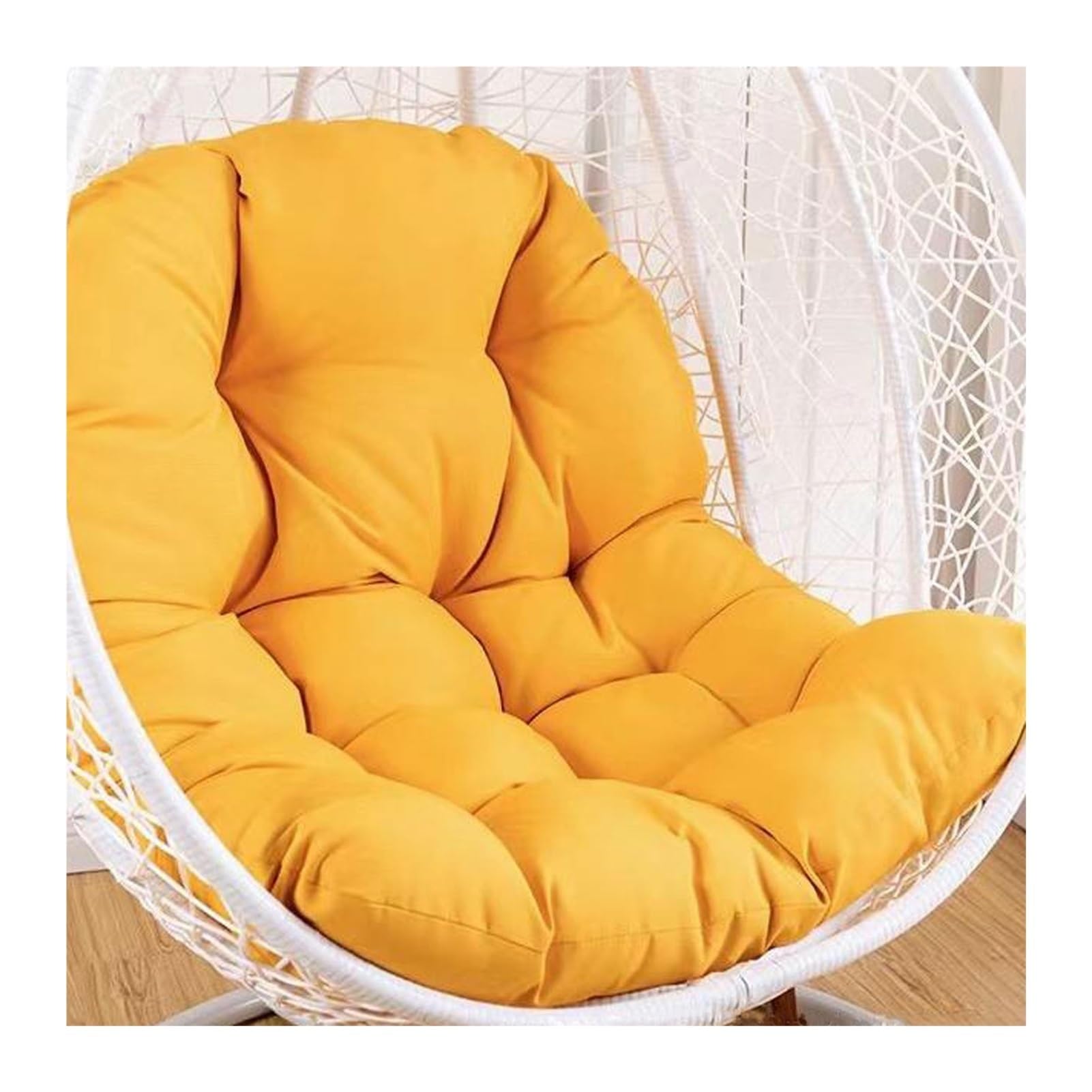 Yahbrra Soft Patio Hanging Chair with Indoor Outdoor Cushion Pad for Egg Basket Recliner (Yellow)