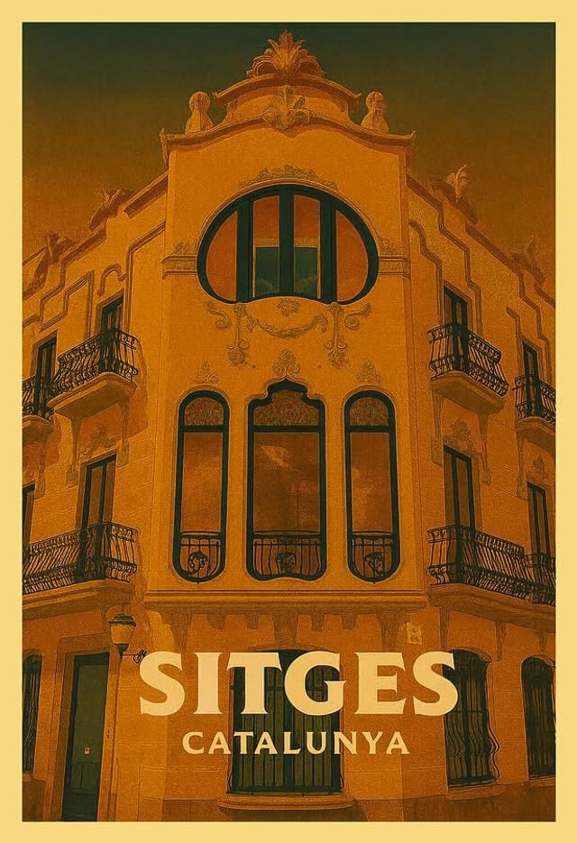 Póster vintage de Sitges y lámina decorativa de la Casa de Manuel Planas