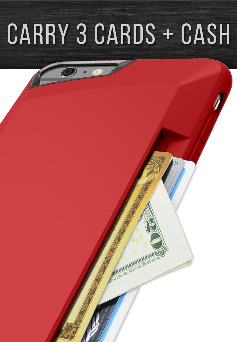 Smartish iPhone 6 Plus/6s Plus Wallet Case - Wallet Slayer Vol. 1 [Slim + Protective] Credit Card Holder for Apple iPhone 6s Plus/6 Plus (Silk) - Red Rouge