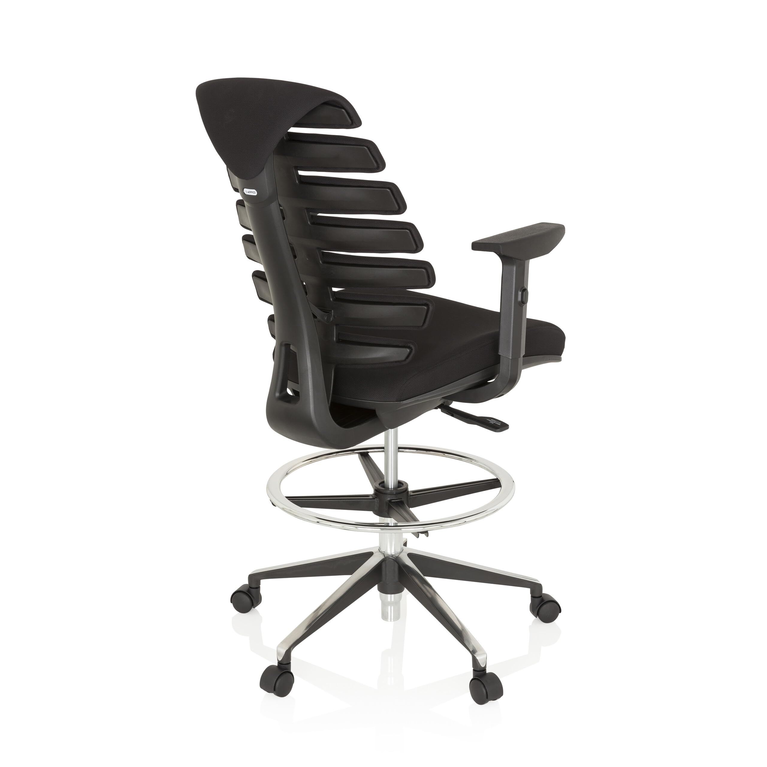 hjh OFFICE Counterstuhl Ergo LINE II Work Stoff Schwarz Arbeitsstuhl mit Fußring, höhenverstellbar