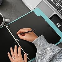 Vista 18 de Separadores de carpetas de 3 anillos con 5 pestañas para tamaño carta, corte de 1/5, 3 agujeros perforados, separadores de plástico para escribir