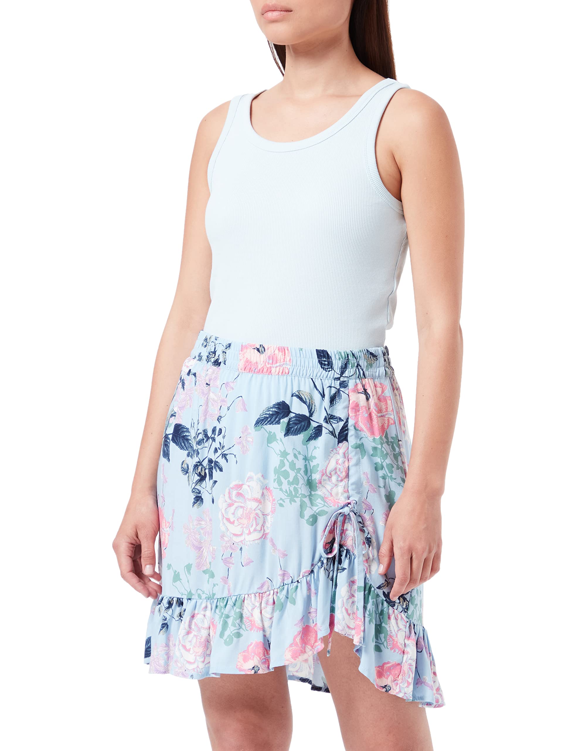 Only Women's Onlnova Life Ciara Skirt AOP PTM Skirt, Cashmere Blue/AOP:303 Coastal Flowers, S
