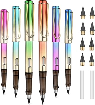 OFFCUP 6 PCS Inkless Pencil, Infinity Pencil with 6pcs Nibs and 2pcs Eraser