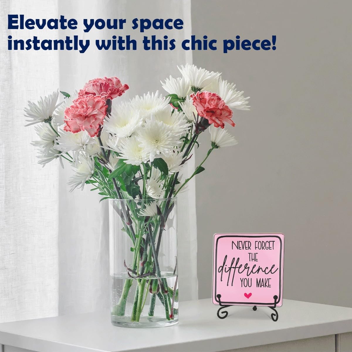 4"X4" Pink Acrylic Plaque With 1 Metal Support-Never Forget The Difference You Make- Acrylic Sign For Retiree Coworkers-Appreciation Retirement Gifts & Decor For Home Desk Room Office Shelf-A29 image 3