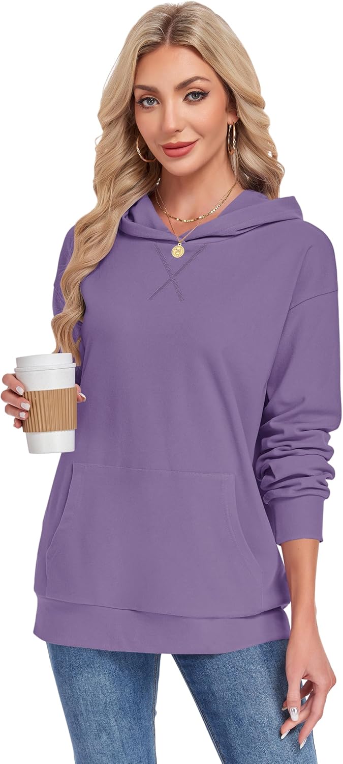 AUSELILY Women's Crewneck Hoodies Oversized Sweatshirt Long Sleeve Pullover Sweatshirts with Pockets X Decoration 2026 - Image 6