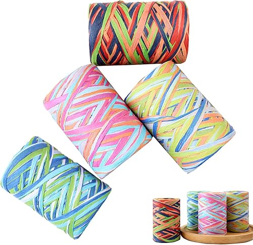 2 rollos de cinta de rafia de cuerda de papel de colores, 524.9ft de cinta de rafia de cuerda de papel de colores, muy adecuado para embalaje de