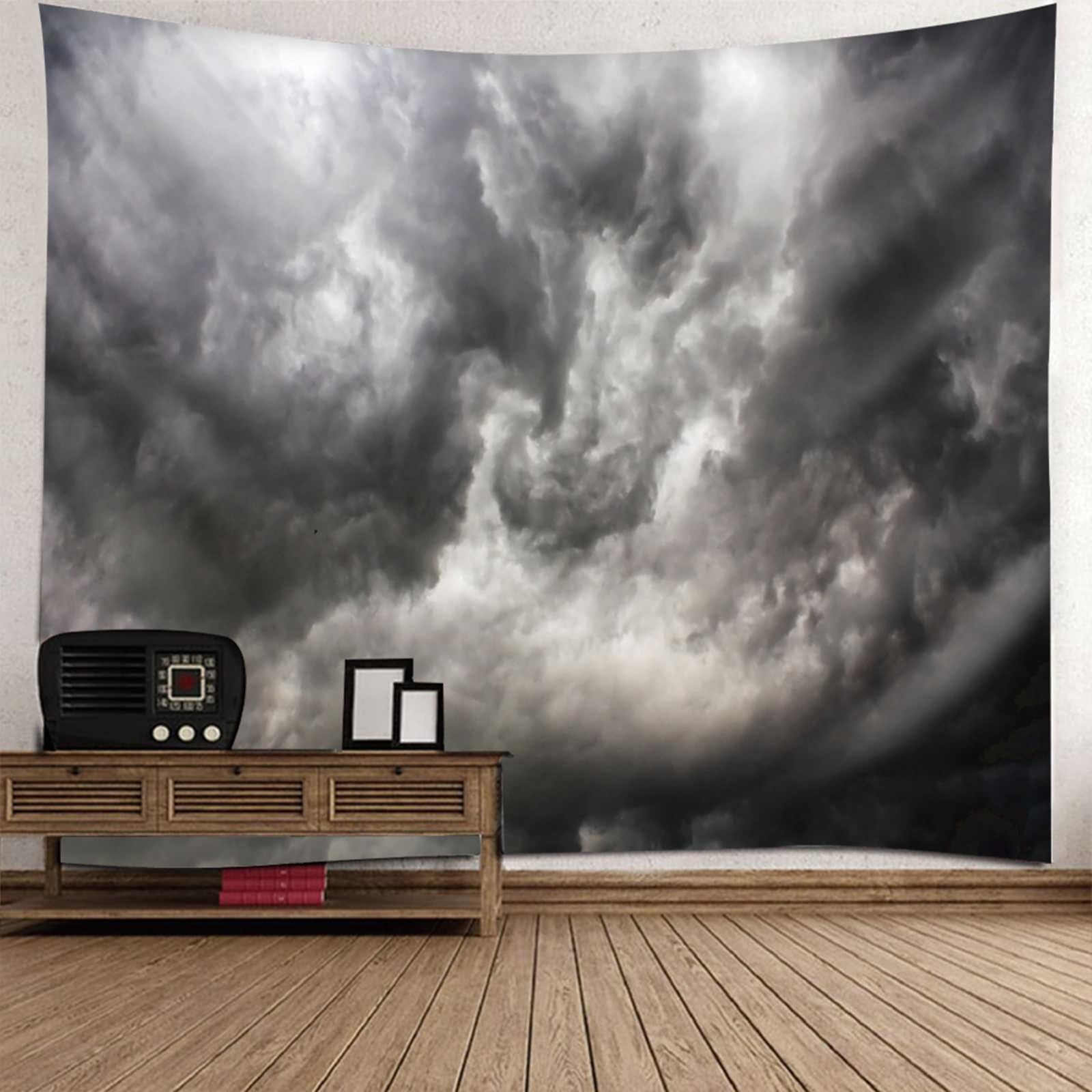 Lirzxin Wandbehang 260x240CM, Wandteppiche Wolken Landschaft Grau Wandtuch Tapisserie für Wohnzimmer Schlafzimmer Wohnheim Wanddeko