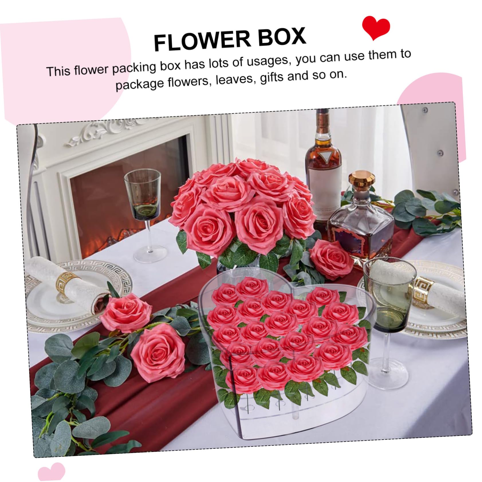 Ipetboom Scatola Confezione Coperture Nozze Piccolo Chiaro Cuore Plasmatore Fiore Rosa Decorazione Cuori Arrangiamenti Di Scatole Floreali Trasparente Acrilico