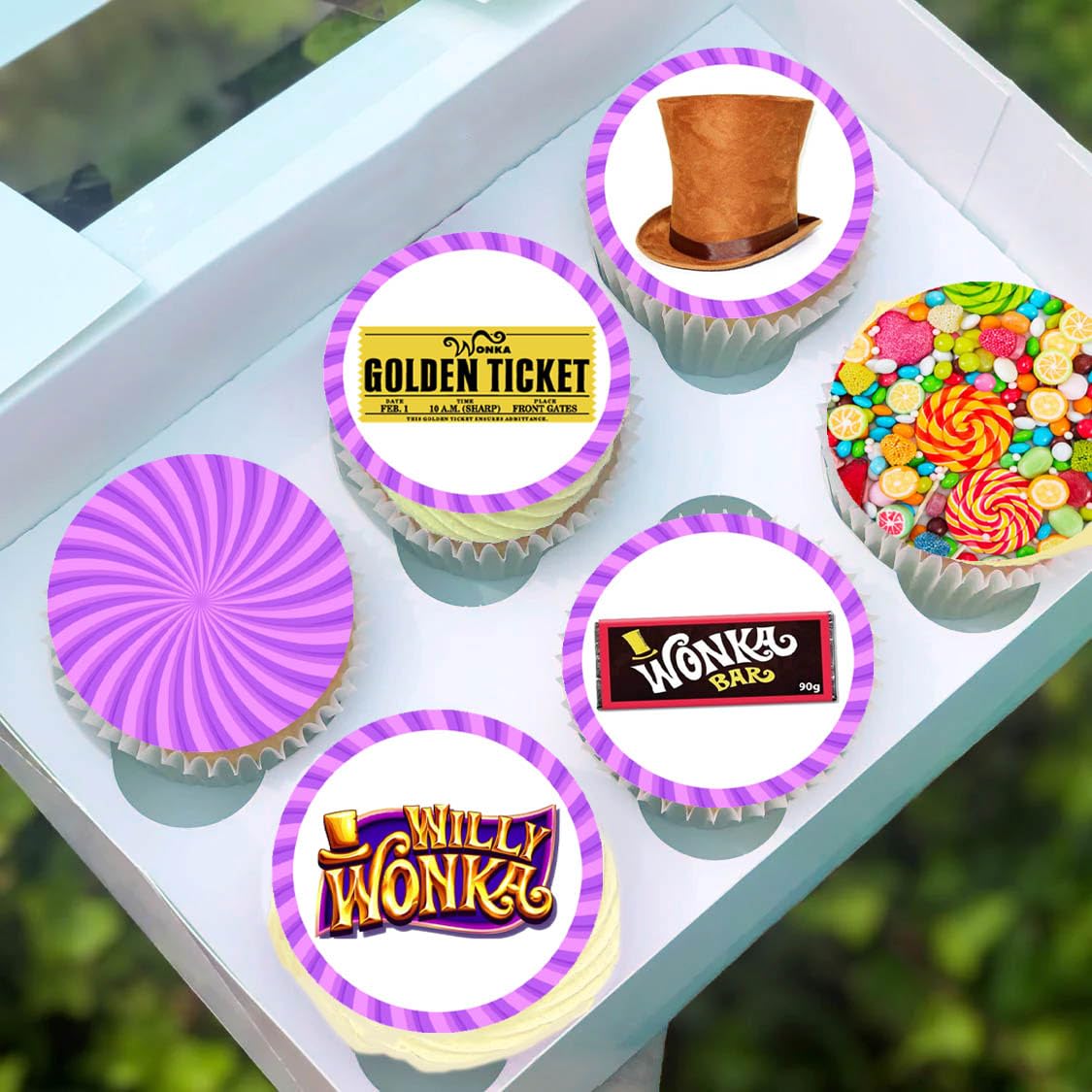 Anglesit Pre-Cut Wonka 1B Edible Stand up Wafer Paper Cupcake Toppers Cake Decorations Birthday Party Willy Wonka (24)