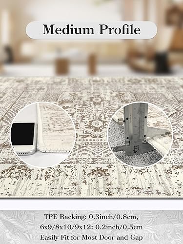 Miniatura 6 de Lahome Alfombras lavables de 6 x 9 pies para sala de estar, alfombra bohemia de granja para dormitorio, pelo corto, antideslizante, alfombra suave