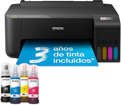 Epson EcoTank ET-1810 | Impresora Inalambrica Compacta, WiFi, A4 con Depósito de Tinta Recargable, Impresión Fotográfica de hasta 10×15 cm, Aplicación Smart Panel | Color Negro