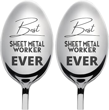 Best SHEET METAL WORKER Ever Ice Cream Spoon Engraved Stainless Steel | Coffee Spoon Mug for Men Women | Pack of 2