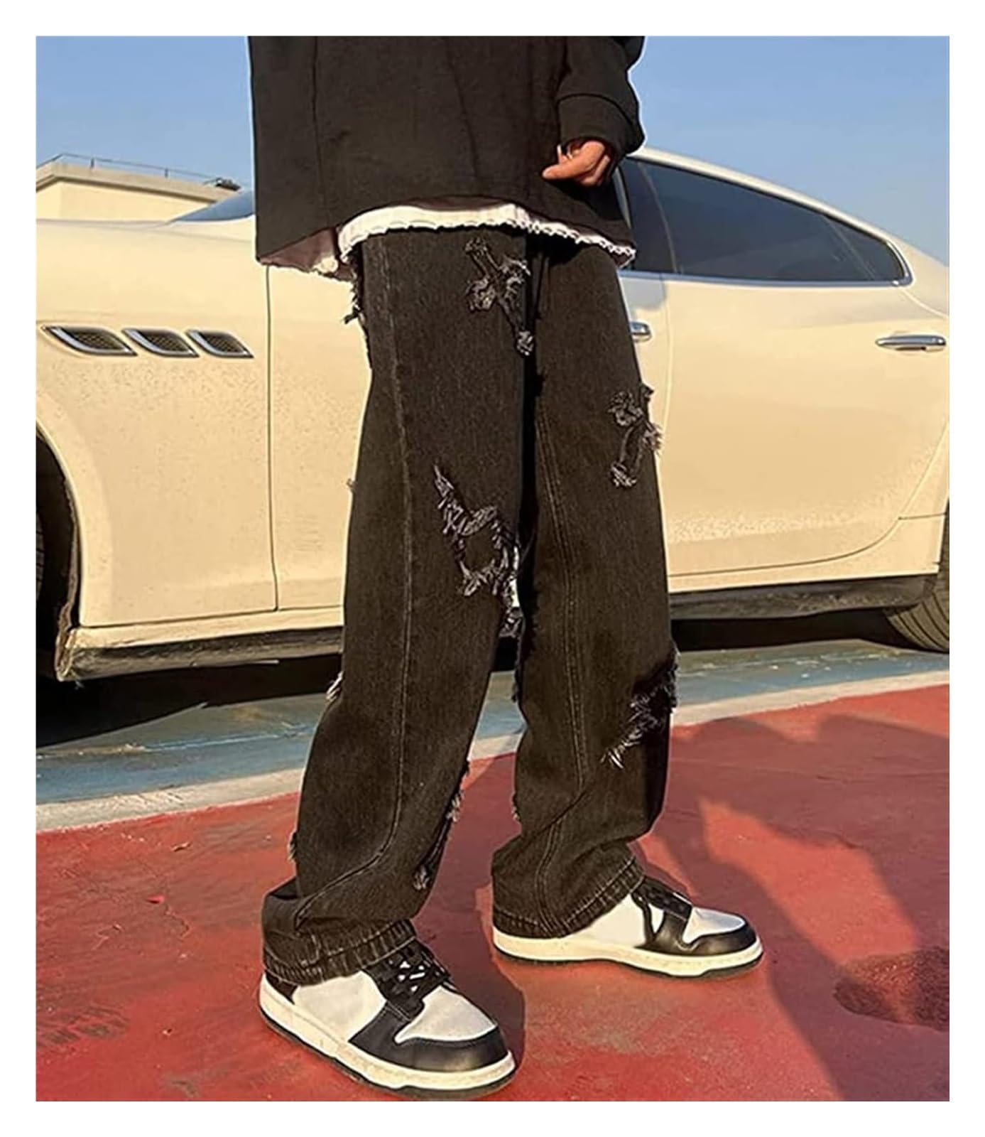 SIYAN Y2k męskie luźne dżinsy męskie hip-hopowe spodnie jeansowe proste dżinsy High Street Streetwear spodnie dżinsowe spodnie z szerokimi nogawkami vintage Y2K proste nogawki Streetwear
